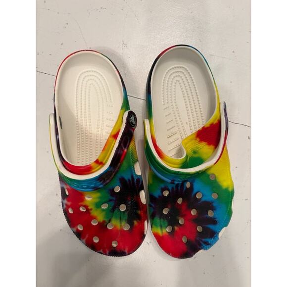 Crocs Classic Adult Rainbow Tye Dye Clogs Sandals Women Size 9 Men Size 7 - Picture 4 of 7